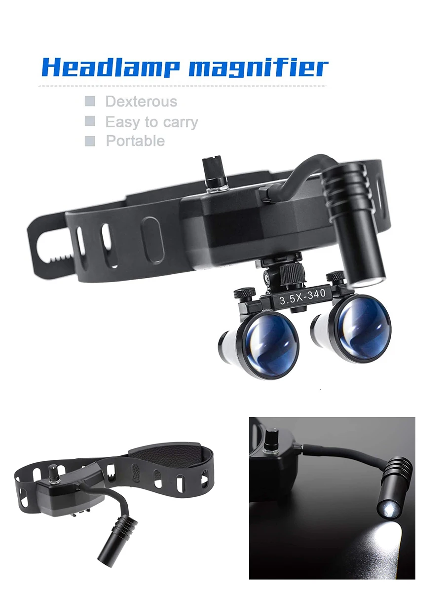 Wireless High Intensity Dental Loupes With Head Light Lamp Head Wear Surgical Loupes Medical Headlight