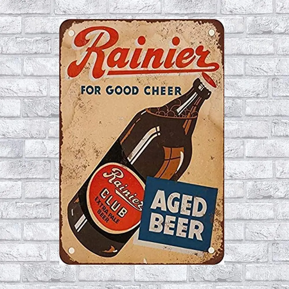 Letrero Metálico de Reproducción con Diseño Vintage de la Cerveza Rainier Club Pale de 1934