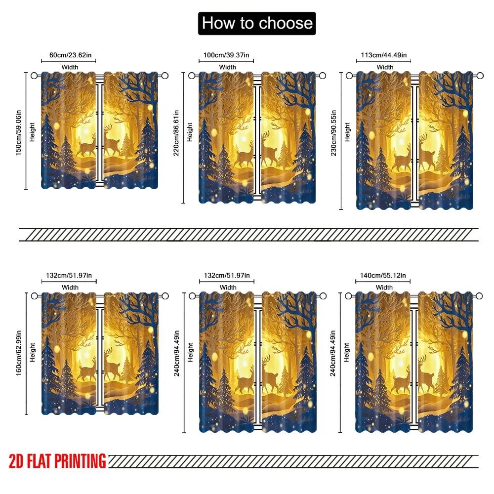 2 قطعة 2D الطباعة المسطحة سانت باتريك الستائر الشعبية الغزلان الثلوج البوليستر دون الكهرباء احتفالي جدار ديكور مثالي لفصل الربيع