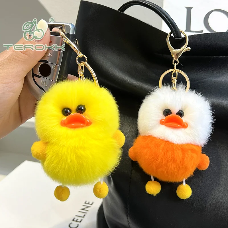 Plush Duckling Keychains Cute Cartoon Duck Doll Keyring Soft Key Chain For Women Girls Bag Pendant Car Trinket Gifts