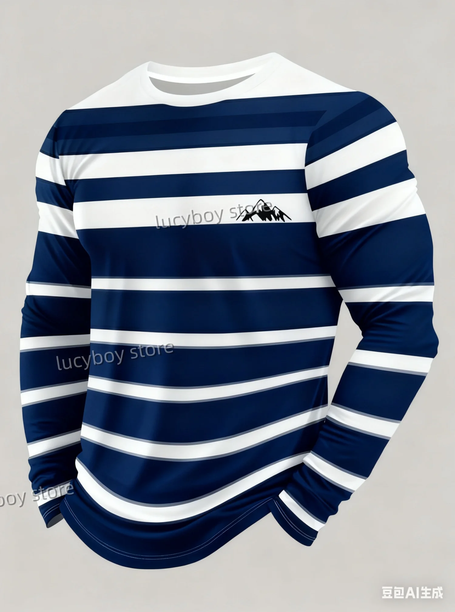 2025 Autumn Men's Graphic T-Shirts Long Sleeve Colorful Stripe Print Vintage T Shirt Vintage Loose Sports O-Neck Men Clothing