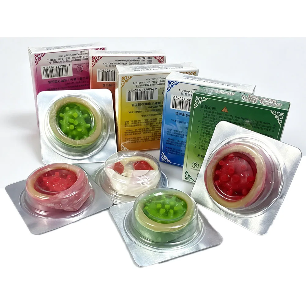 5pcs Assorted Flavored Sleeve with Big Dots and Spirals Ultra Thin Natural Rubber for Couples Intimac