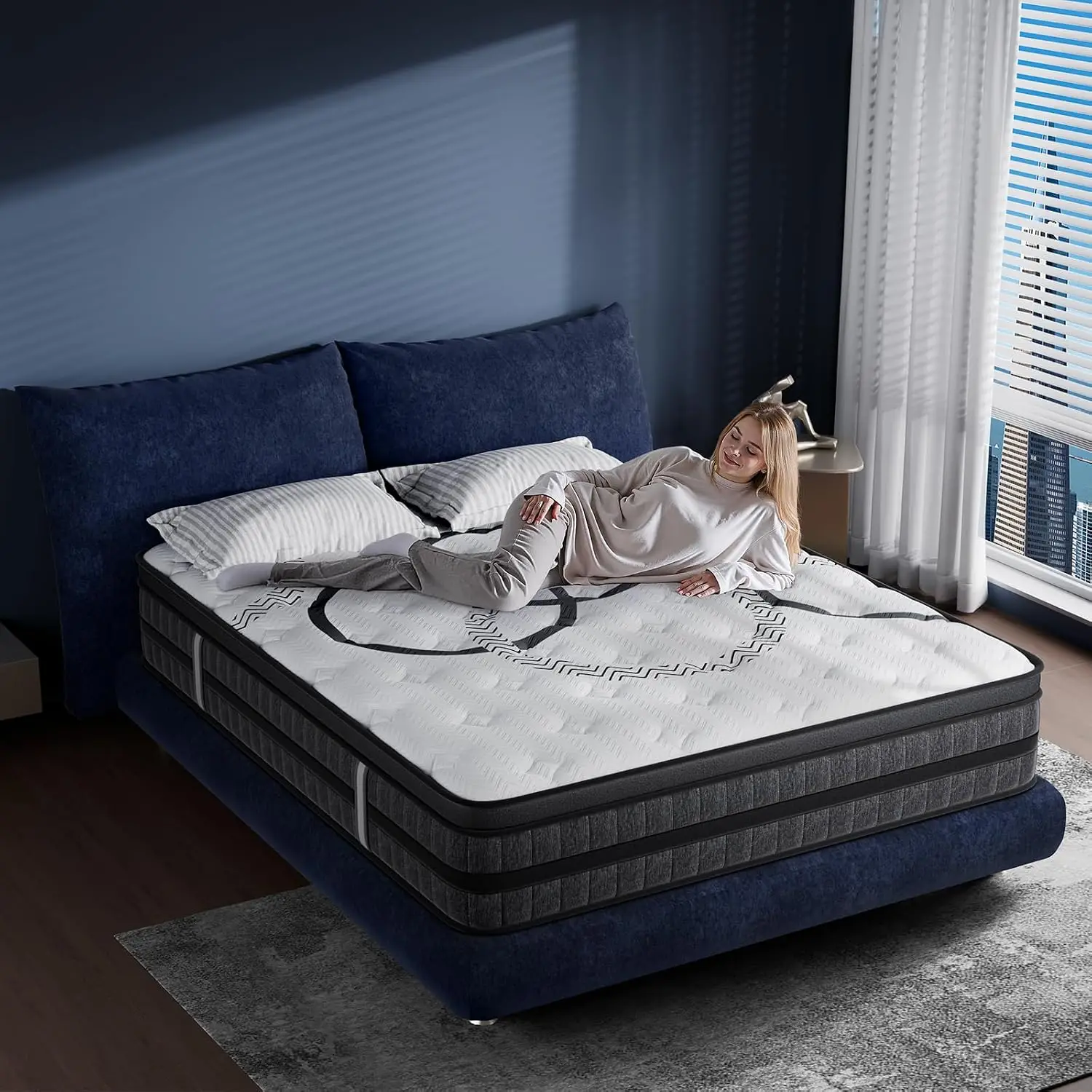 King Size Mattress, 12 Inch Hybrid King Mattress in a Box, Medium Firm, Memory Foam & Pocketed Springs, Pressure, Customized