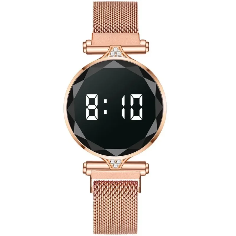 2024 Luxury Women\'s Watches Rose Gold Stainless Steel Ladies Wristwatch LED Digital Watch for Women Electronic Clock Reloj Mujer