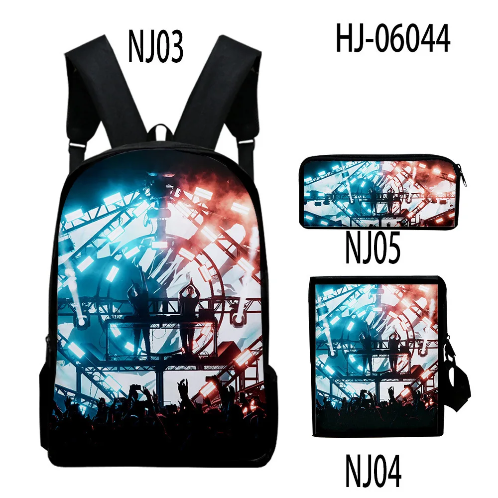 Harajuku popular sabre impressão 3d 3 pçs/set aluno sacos de escola portátil mochila mochila ombro inclinado caso lápis