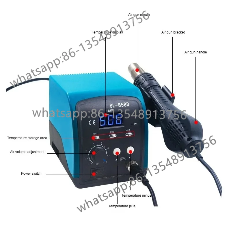

SL-858D 750W LED display digital reprocessing station hot air gun and mobile phone repair station