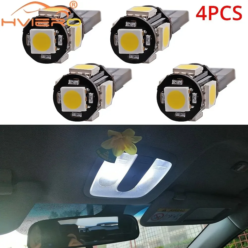 

4 шт. авто T10 5050 стоп-сигнал Led Canbus внутренние лампы для чтения 5SMD купольные лампы для приборной панели W5W фонарь заднего хода номерной знак водонепроницаемый