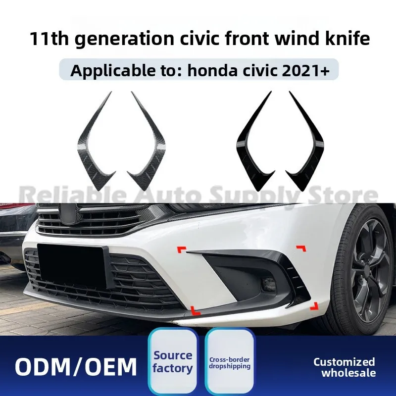 

For Honda Civic 11th Generation 2021+ Front Vent Wind Deflector Side Air Curtain Sticker Modification Kit Premium Quality Durabl