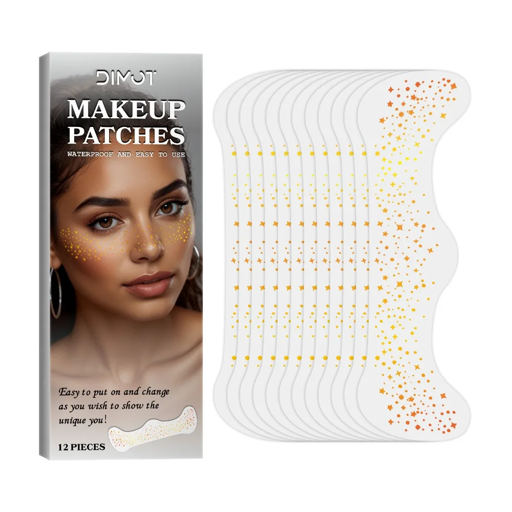 

12 Pcs Waterproof Face Makeup Patches Glitter Sparkle Glitter Freckles Face Freckles Silver Gold Face Glitter Speckles Patches
