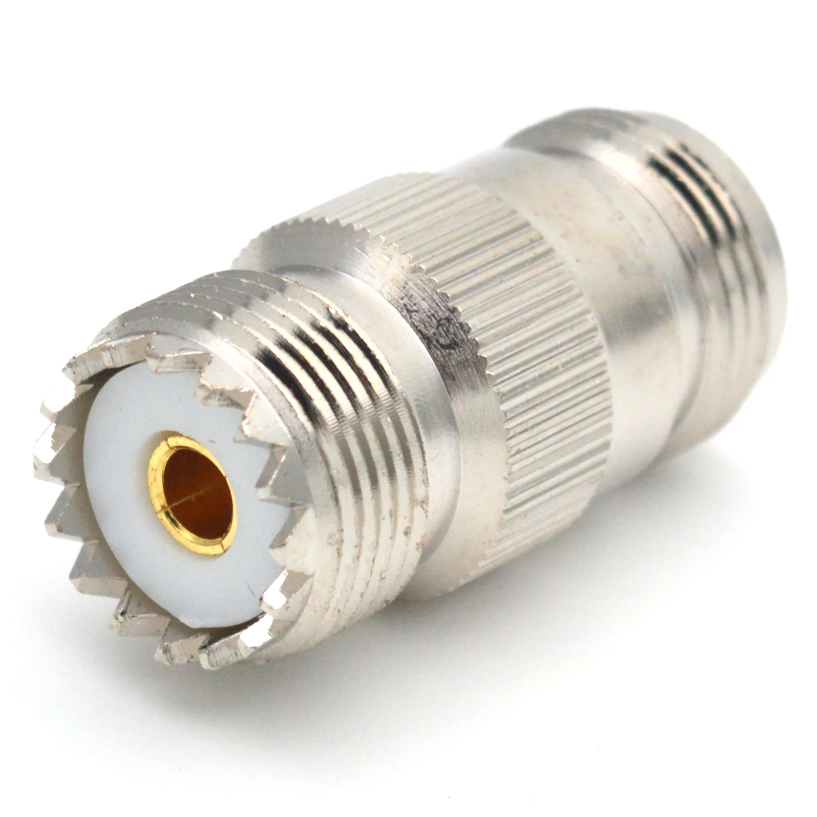 1 Stück N-Typ-Buchse auf UHF SO239 PL-259-Buchse RF-Koaxialadapter, gerader Vollmessing-Kupferanschluss – Detail 3