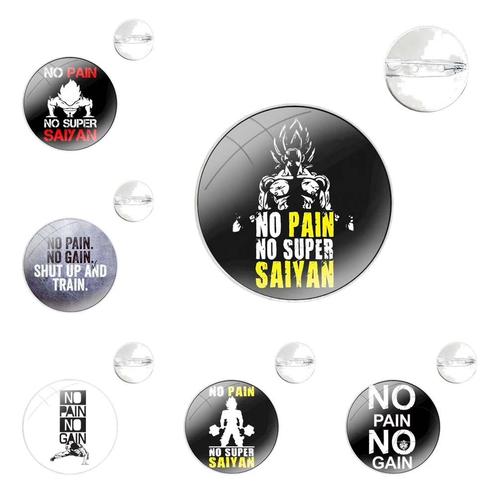 Pin Icons Brooch Jewelry Accessories pain no gain Gym Fitness Quote