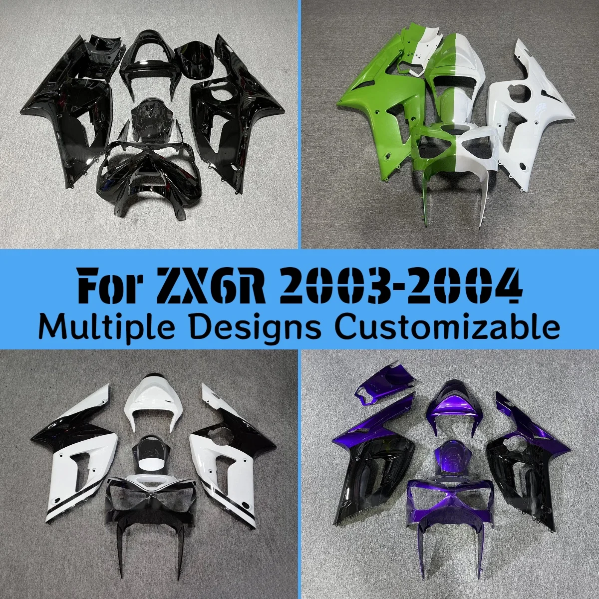 

New Style Fairings for Kawasaki ZX 6R 2003 2004 Accessories Motorcycle Customized Fairing Kit ZX6R 03 04