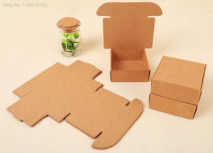 100Pcs Wholesale Kraft Paper Gift Cardboard Box Custom Carton Cardboard Box Handmade Soap Jewelry Candy Package Boxes