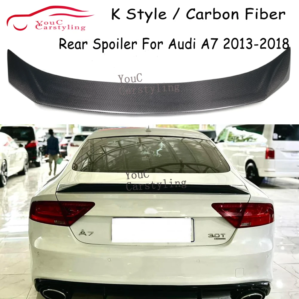 Real Carbon Fiber Rear Spoiler K Style for Audi A7 2013-2018 Trunk Boot Lid Tail Wing