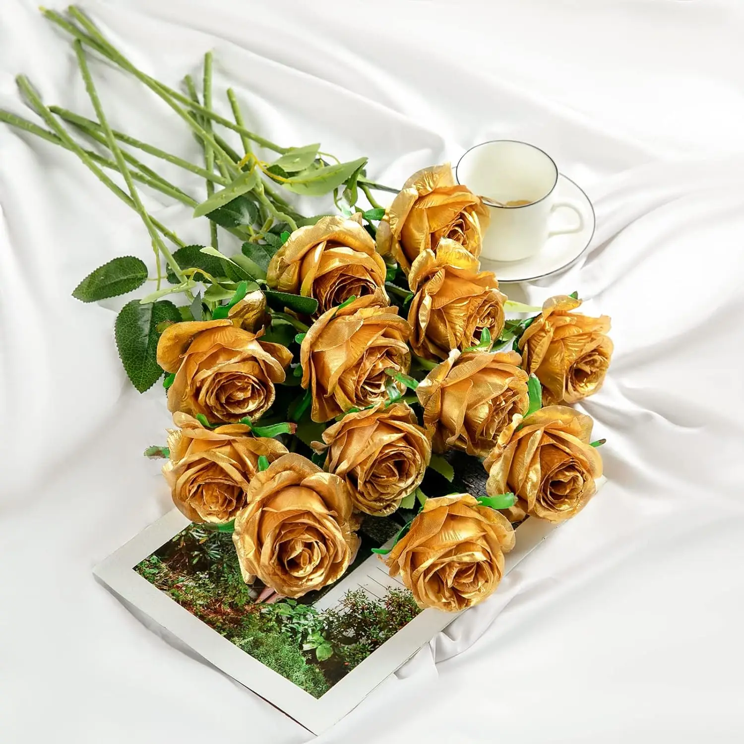 12pcs Realistic Artificial Rose Bouquet for Weddings, Birthdays, and More  for Floral Arrangements and Home Decor