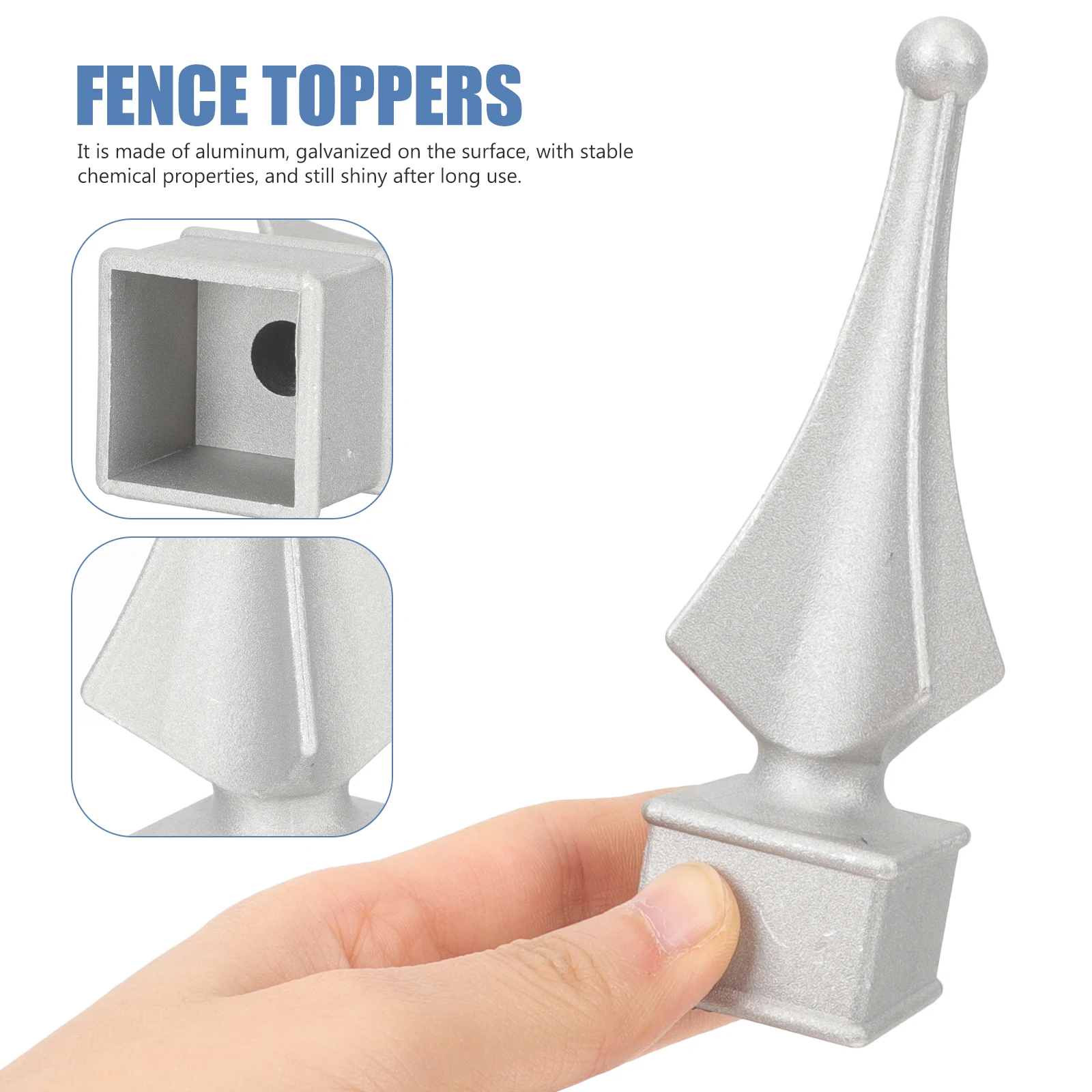 

4Pcs Aluminum Alloy Fence Spear Finials Outdoor Decorative Post Caps Yard Gate Fence Toppers Corrosion-Resistant