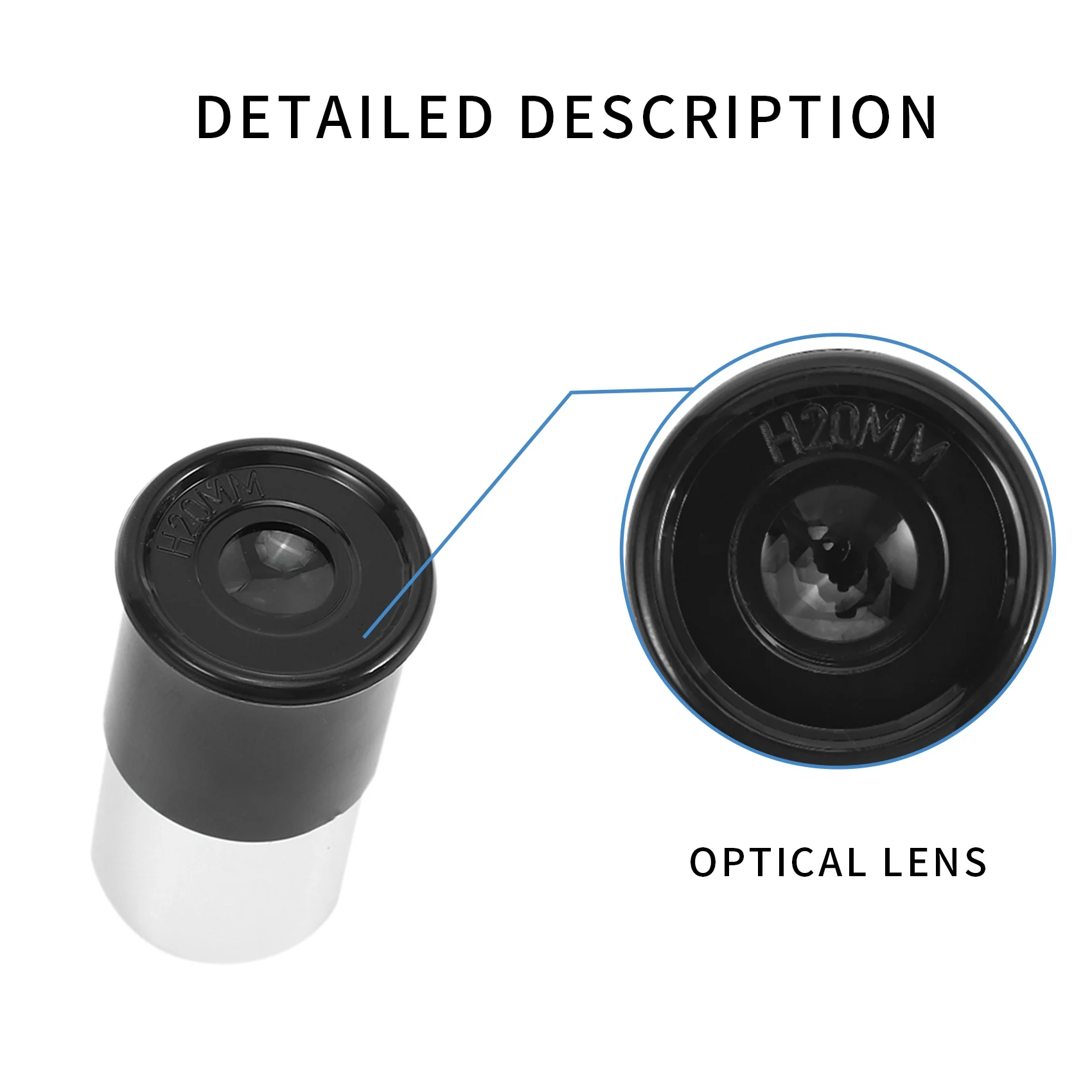 Astronomy Telescope 0.965 Inch H20mm Eyepiece Lens Fully Multi-Coated Optical Glass for Astronomy Telescope Accessory