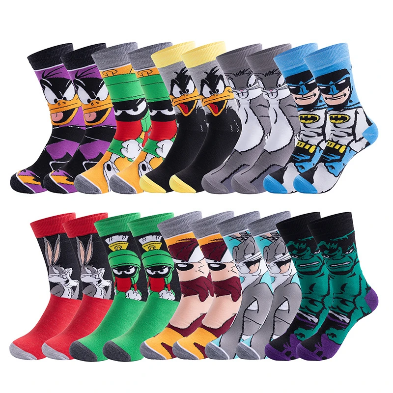 5 Pairs Cartoon Casual Outdoor Sports Socks Men Women Anime Hip Hop Street Fashion Novelty Funny Crew Socks For Camping Hiking view 6