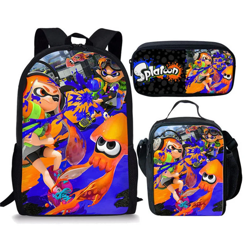 

Game Splatoon 3 Backpack Primary and Middle School Students Schoolbag Boys Girls Cartoon School Bag Mochila Zipper Shoulders