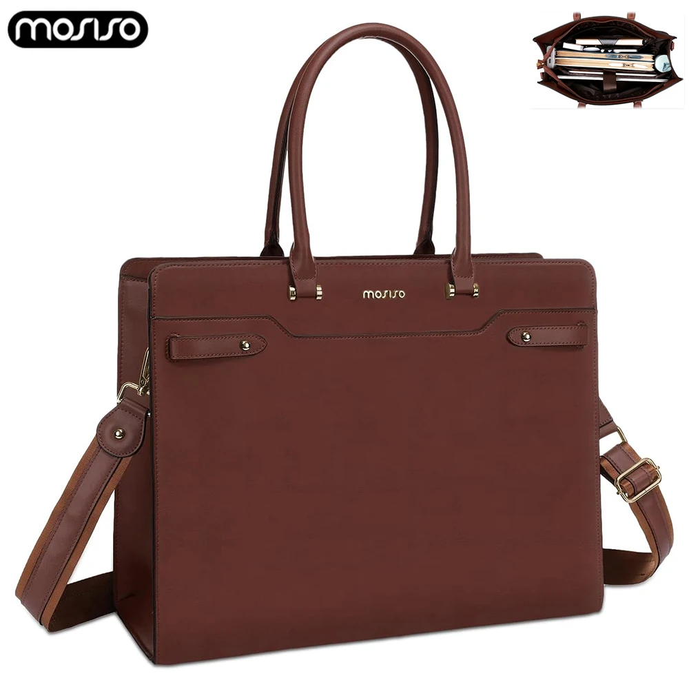 

PU Leather Laptop Bag 15.6 inch Notebook Shoulder Handbag for MacBook Dell Work Business Briefcase Sleeve Travel Casual Tote Bag