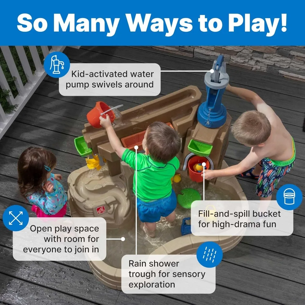 Pump and Splash Discovery Water Table Outdoor Sensory Activity Pool Toy for Toddlers