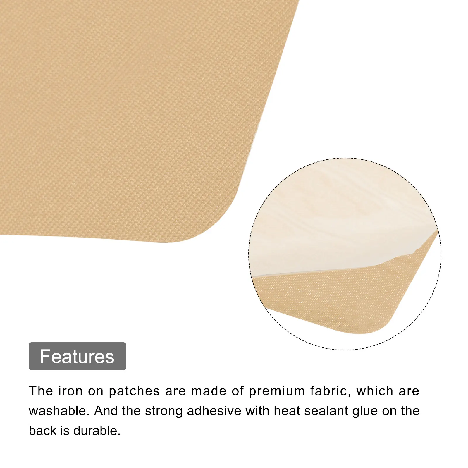 6Pcs Iron on Patches Fabric Repair Patches Iron-On Mending Fabric Khaki for Clothes Repair Pants Hole Repairing and Decoration