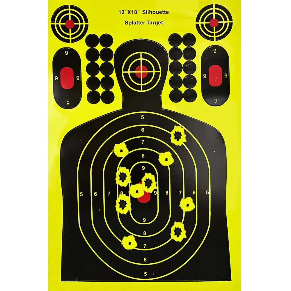 10pcs Targets Silhouette Sticker Targets Adhesive Reactive Man Silhouette Air Rifle Gun Round Target  Hunting Shooting