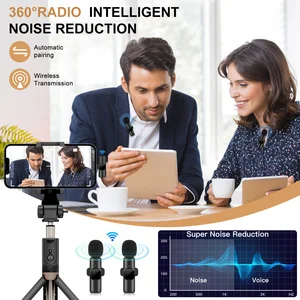 New wireless portable audio video recording microphone mini microphone for iPhone Android Live Transmission Gaming Phone Mic 12 Main Sales Microphone Wireless for Mobile - №9