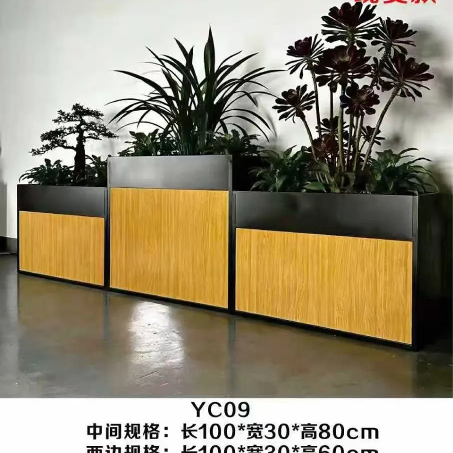 Spot outdoor wrought iron flower box, shopping mall commercial street fence partition stainless steel flower box sales