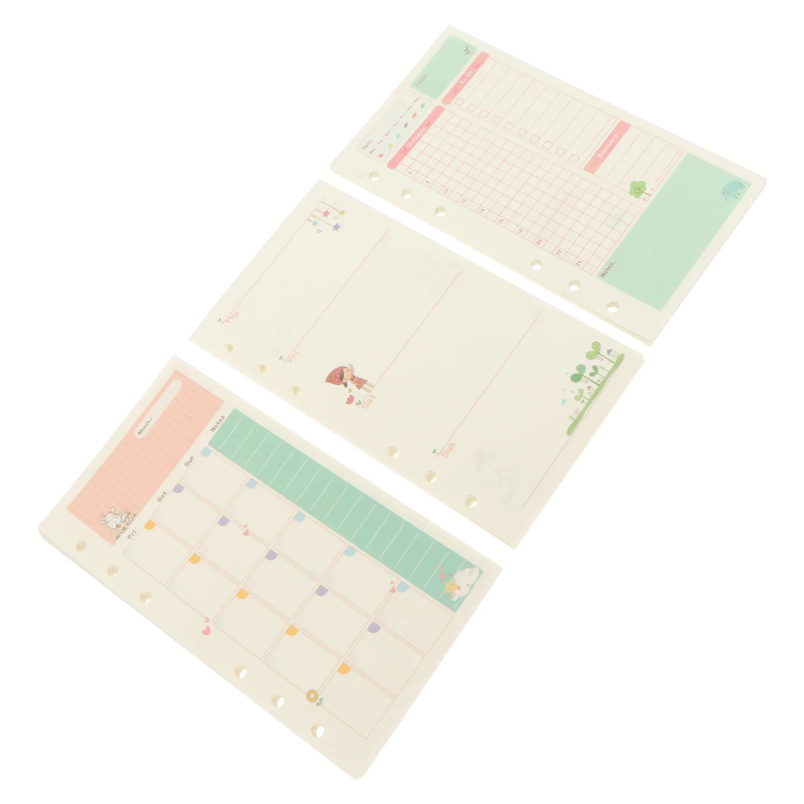 3Pcs Monthly Weekly Daily Planner Refill Papers Thick Smooth Writing Loose Leaf Replacement Sheets for Notebook Journal Office