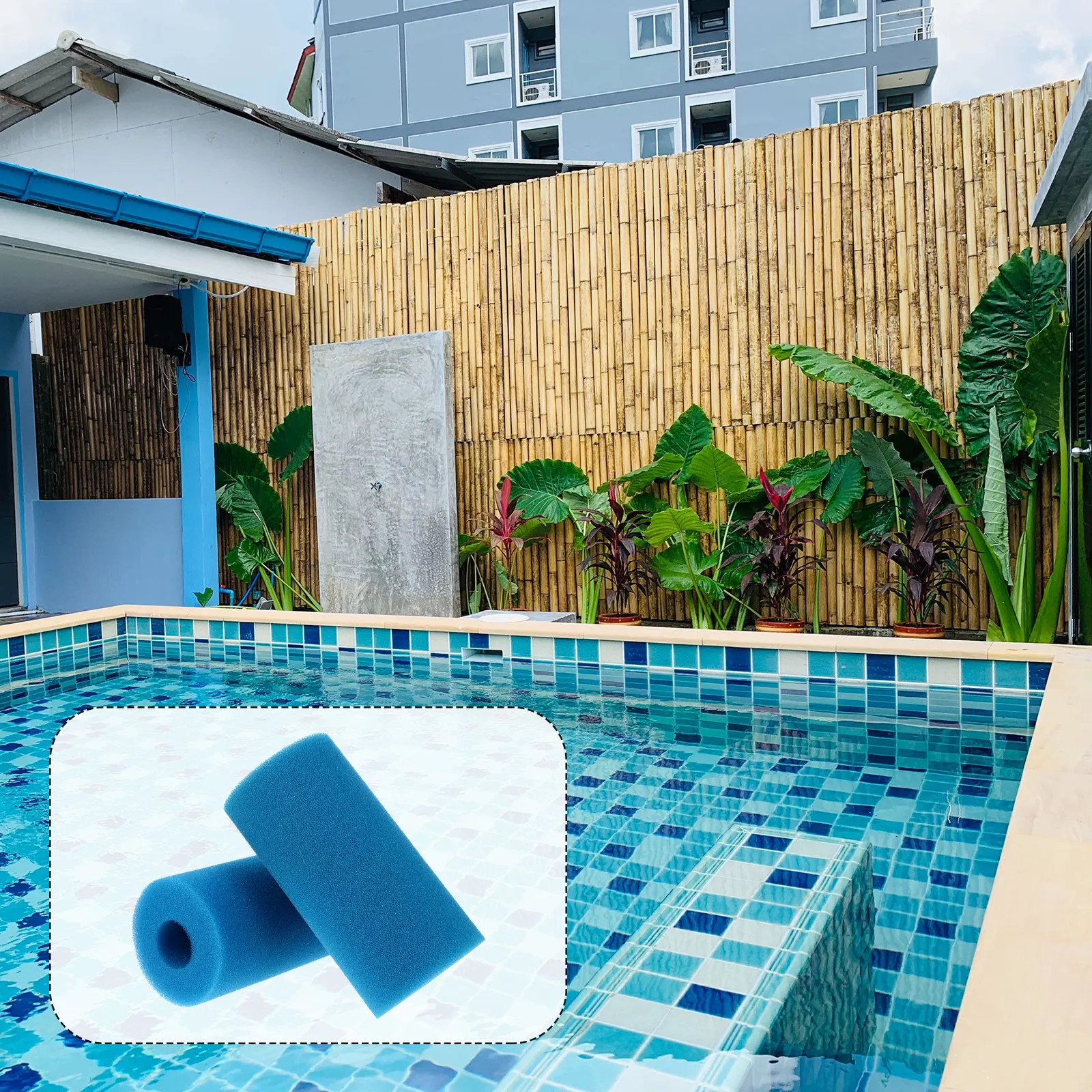 2Pcs Cylindrical Filter Sponge Heavy Duty Swimming Pool Filter Cartridge Reusable Pool Pump Replacement Cleaner for Crystal