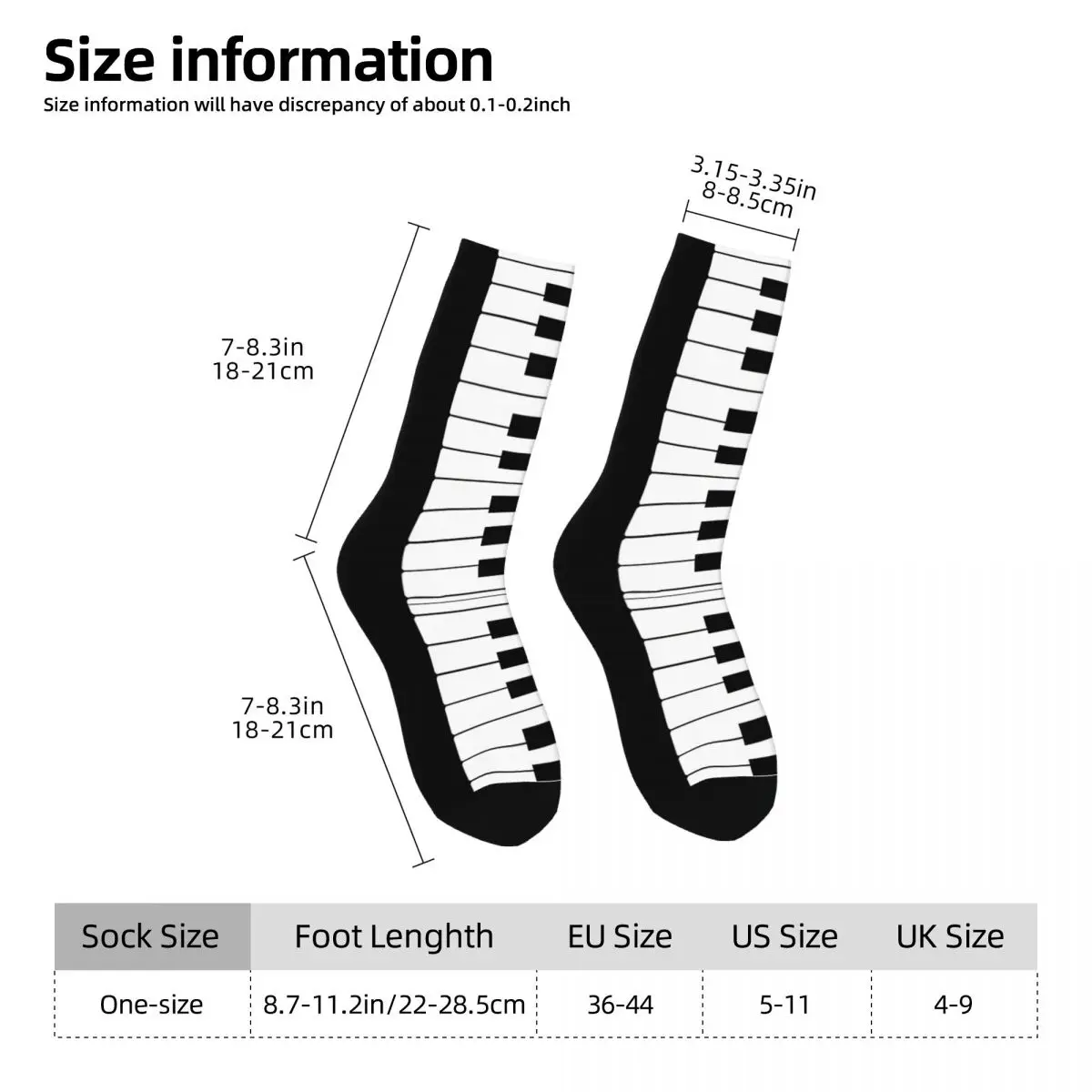 Happy Funny Men's Socks Piano Keys Retro Harajuku Music Notes Hip Hop Casual Crew Crazy Sock Gift Pattern Printed