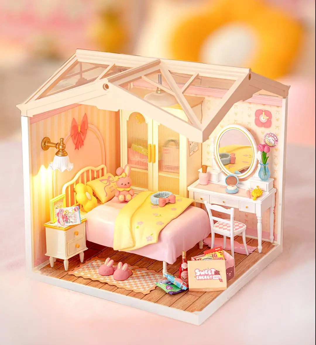 Robotime Rolife 3D Puzzle modèle Super magasin série belle rose chambre en plastique bricolage Miniature maison Kit blocs de construction Kits