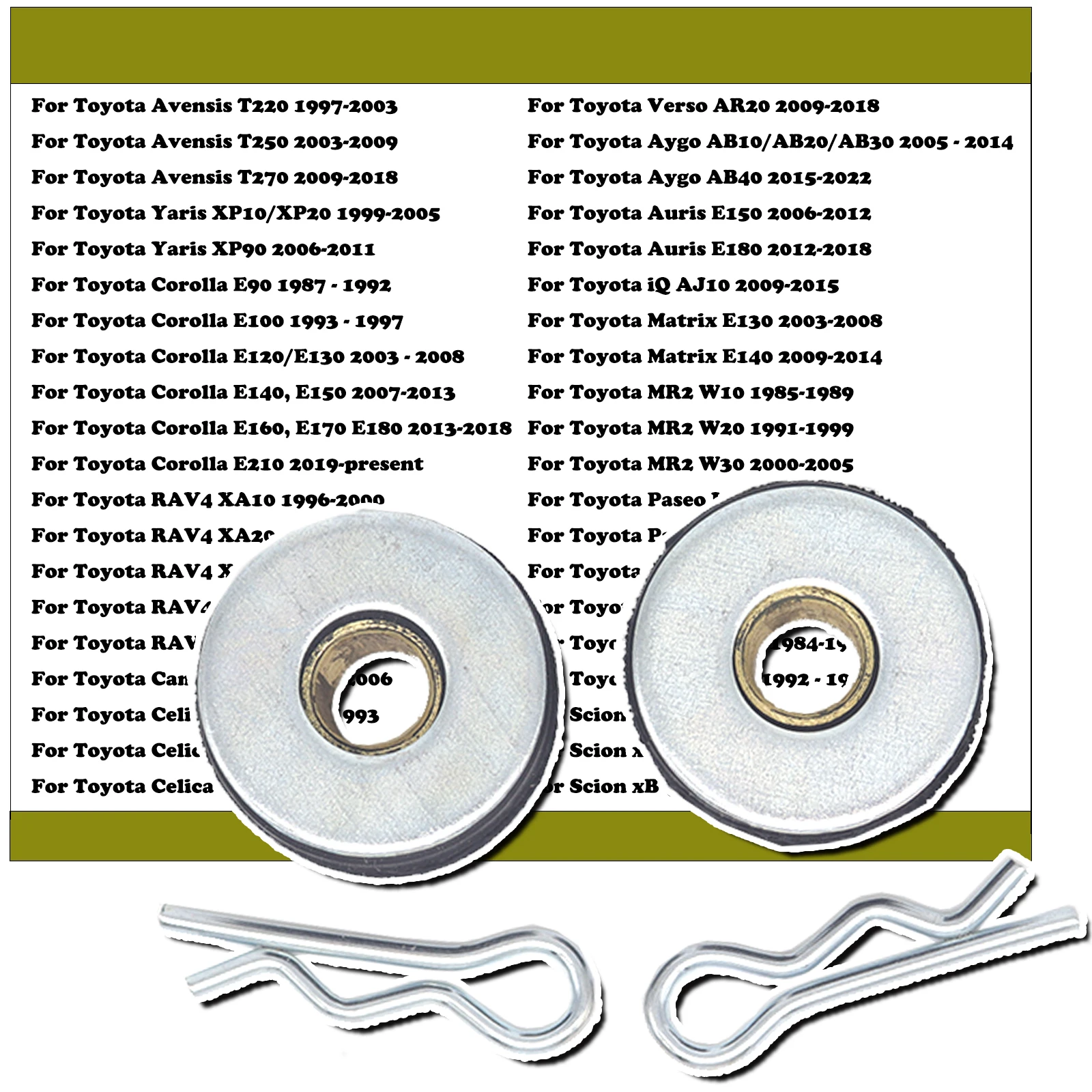 Buje de Cable de engranaje mejorado con arandela, pasador de chaveta para Toyota Matrix MR2 Paseo Picnic Previa Starlet Tercel Scion tC xA xB, 6 uds.