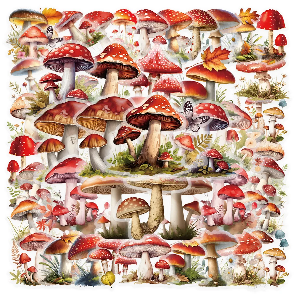 

50Pcs Mushroom Stickers Graffiti Stickers Water Bottle Laptop Phone Bicycle Luggage Case Skateboard Children Adult Sticker