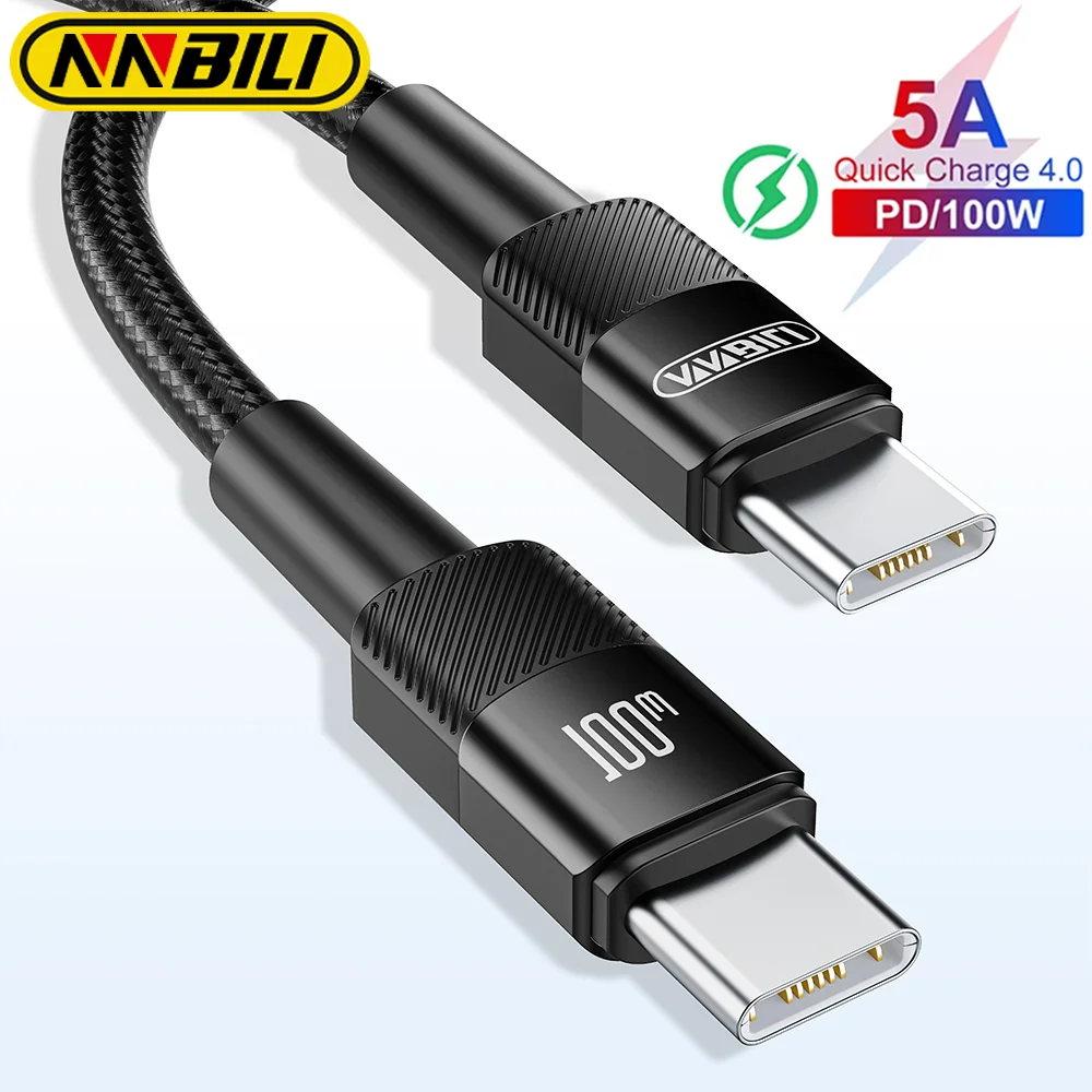 NNBILI 100W USB C To USB Type C Cable 5A PD Fast Charging Cord USB-C TypeC Cable For iPhone 16 15 Pro Max Macbook Samsung POCO