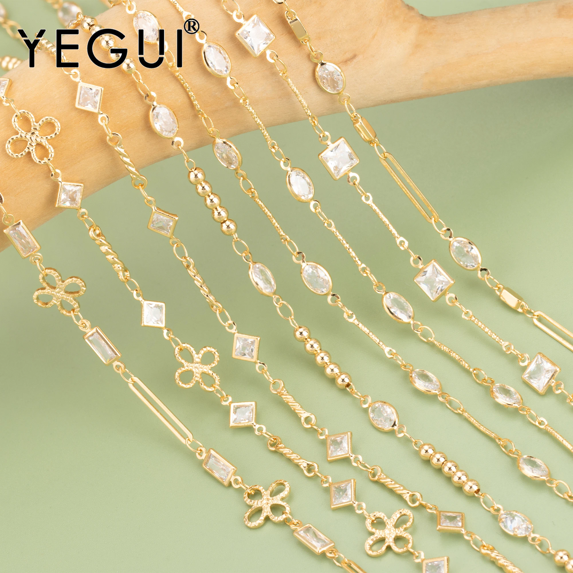 

YEGUI C290,diy chain,pass REACH,nickel free,18k gold plated,copper metel,zircons,diy bracelet necklace,jewelry making,1m/lot