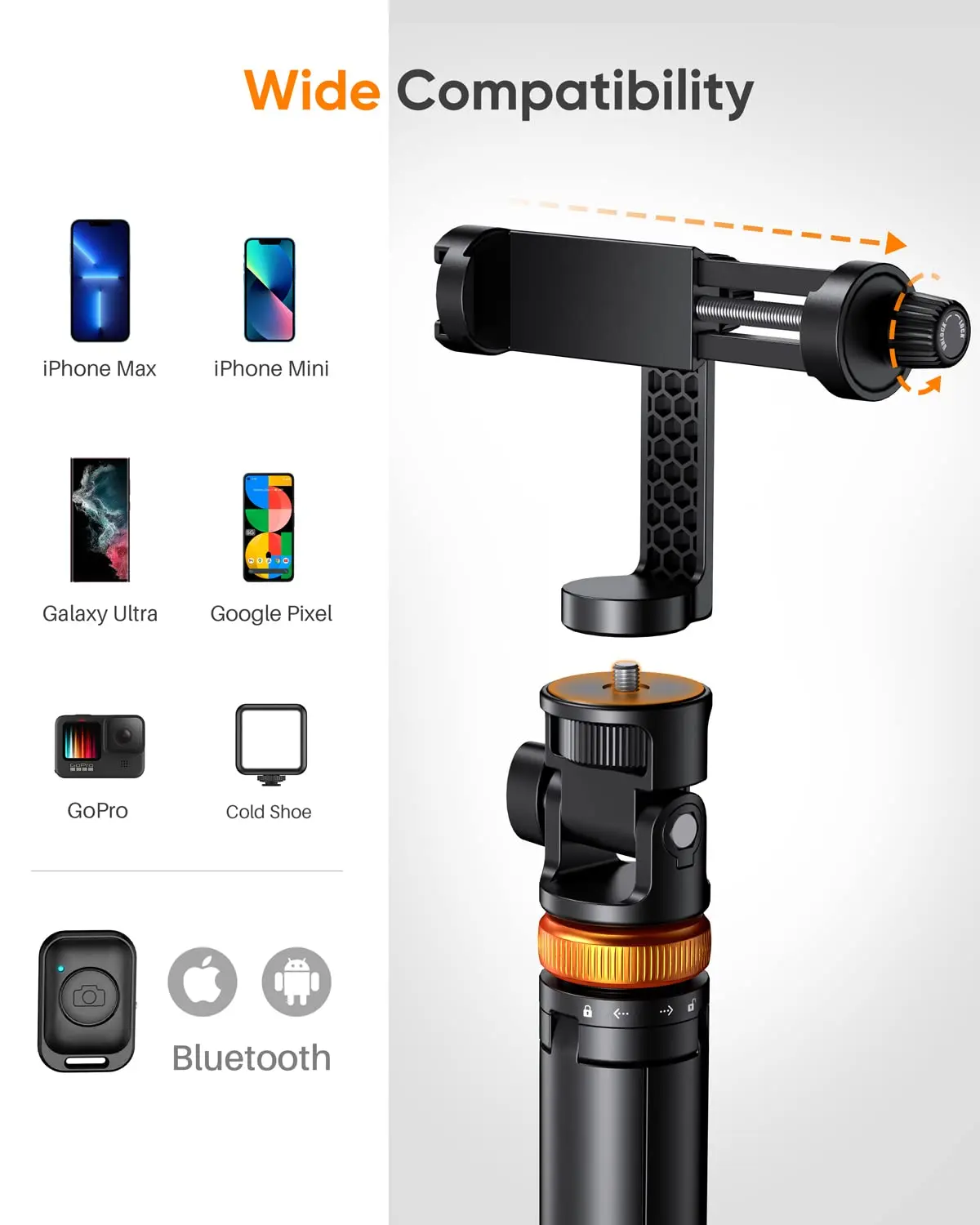 Newest Phone Tripod Stand Live Streaming Travel Selfie Stick Tripod with Remote For Huawei iPhone 14/13/12 Pro Max/Samsung/GoPro