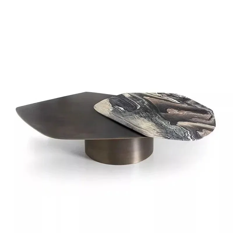 

Italian minimalist creative special-shaped natural luxury stone coffee table rotating marble hotel home