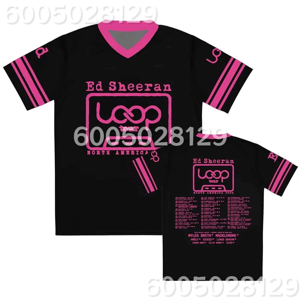 Loop Tour North America 2026 Jersey Ed Sheeran Singer Design 3D Print T-shirt Short Sleeve V-neck Summer Unisex Family Kids Tees