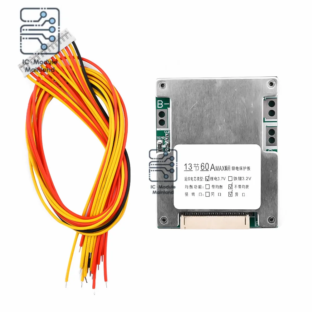 

13S 48V 50A BMS 18650 Li-ion Battery Protective Strap Equaliser PCB Board Same Port Rechargeable Battery Protective Plate