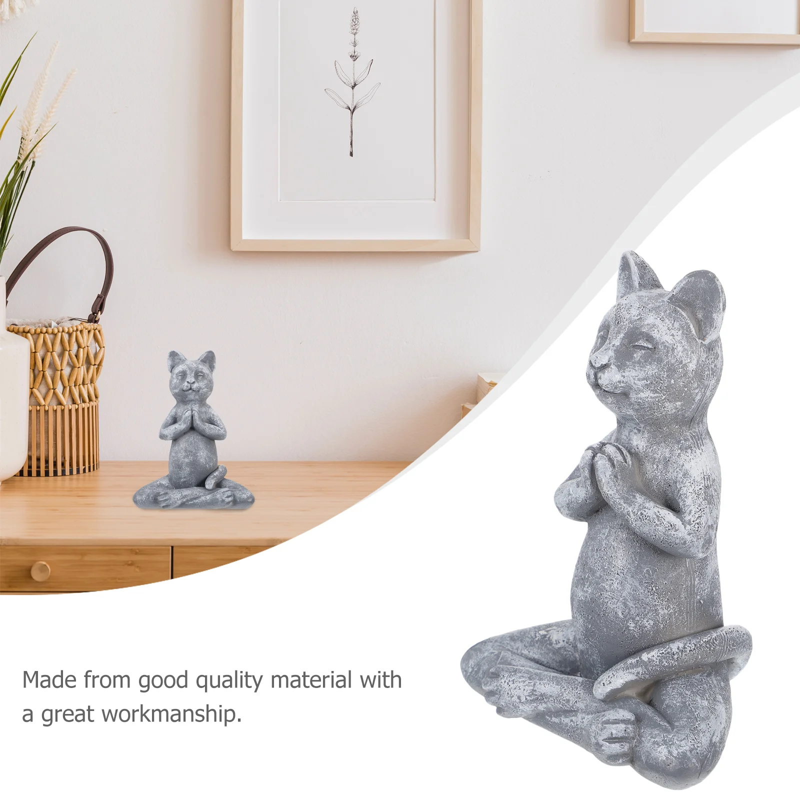 

1Pcs Cartoon Resin Cat Statue Yoga Cat Garden Decoration Outdoor Prayer Sculpture Lovely Ornament Micro-Landscape Adornment