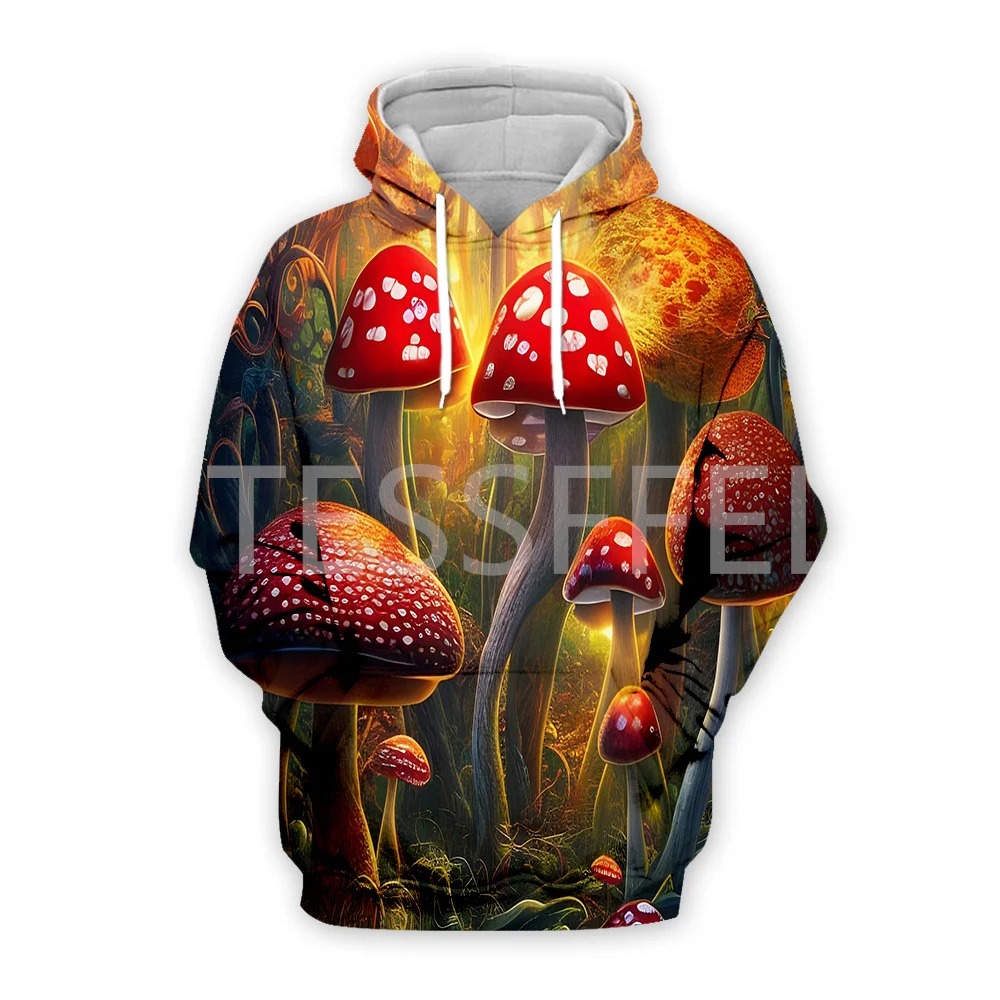 Mushroom Plant Fungus Psychedelic Trippy Tattoo Retro Streetwear 3DPrint Unisex Pullover Harajuku Jacket Casual Funny Hoodies A4