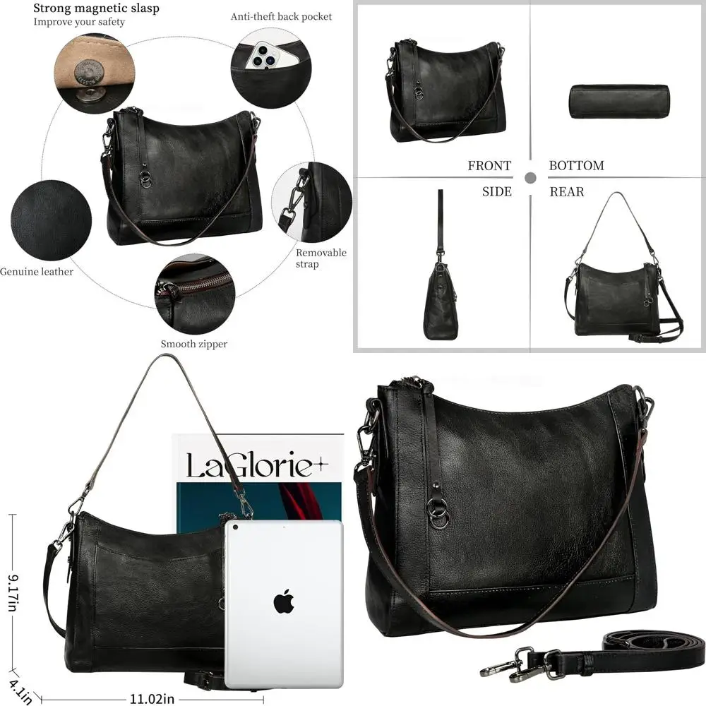 

Women's Medium Crossbody Bags, Genuine Leather Hobo Satchel Purses and Handbags for Everyday Wear