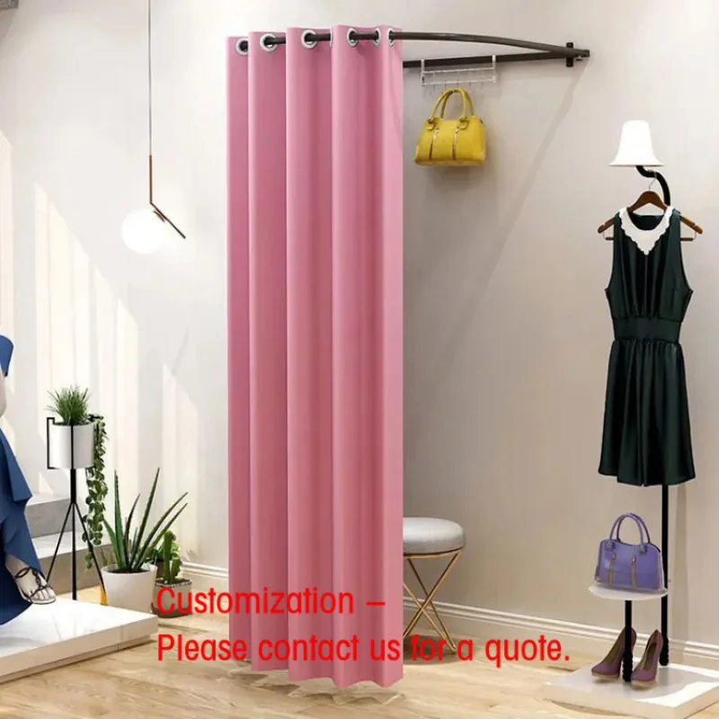 custom.Wall Mounted Boutique Metal Fitting Room Clothing Display Stand Luxury Changing Room Black Dressing Room with Curta