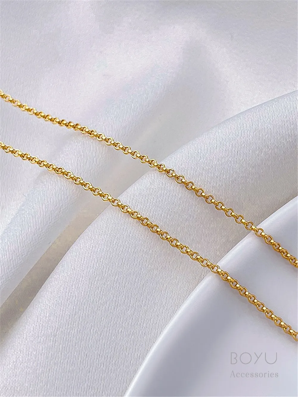 14K Gold-wrapped Fine Chain Plated Real Gold Fringed O-chain Necklace Extension Accessories Handmade DIY Material