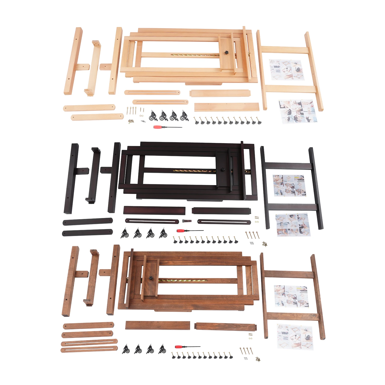 Professionelle Künstler-Staffelei, horizontal, vertikal, doppelter Verwendungszweck, 60 x 65 x 140–300 cm, Massivholz, verstellbarer Höhenwinkel für Kunstklasse – Detail 1
