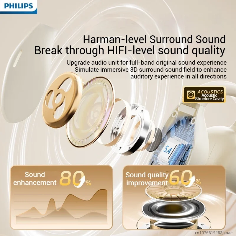 فيليبس TAT2469 سماعات مفتوحة سماعة لاسلكية تعمل بالبلوتوث 5.4 تشغيل الأذن كليب سماعات HiFi HD ميكروفون دعوة سماعة 300mAh الاستعداد الطويل #6