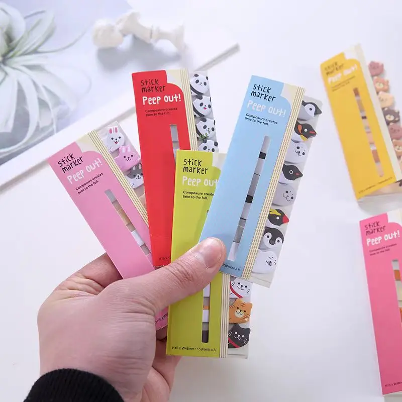 Cartoon Animal Memo Pads Lovely Panda Rabbit Dog Sticky Notes Student Stationery Reading Book Index Tab School Office Supplies