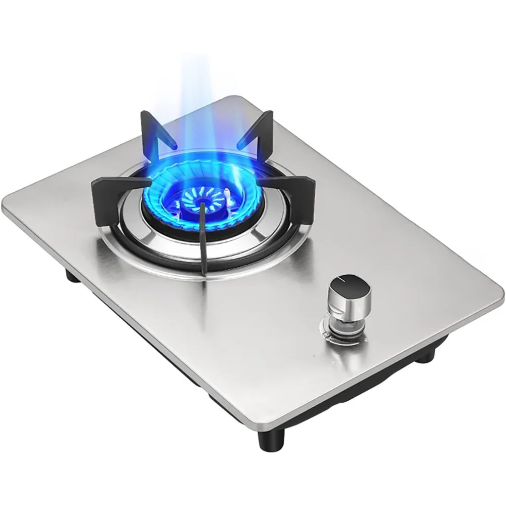 Gas cooktop Desktop Burner Cooker gas hob Built-in Kitchen Stove，Desktop Hob Cooking ， Black Tempered Glass/Stainless Steel Cook